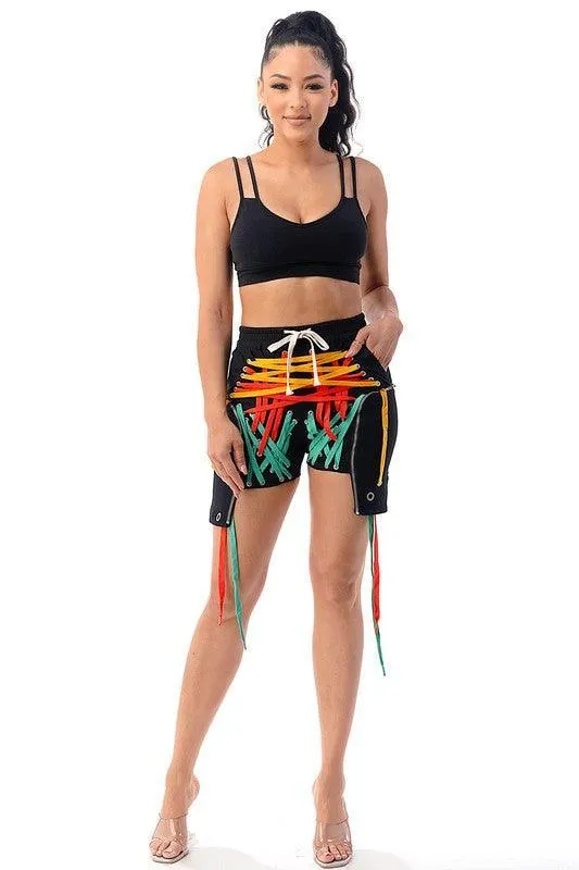 LACE UP SHORTS