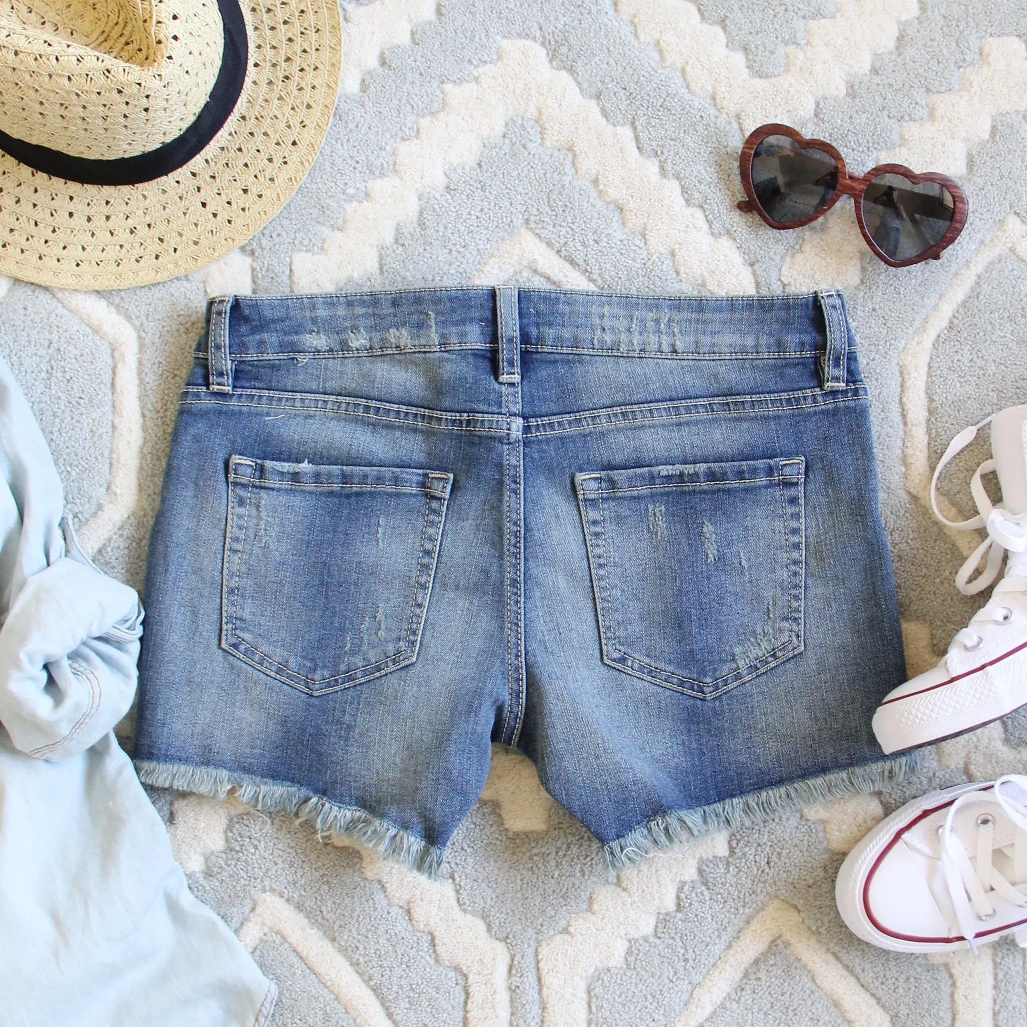 Laced Denim Shorts