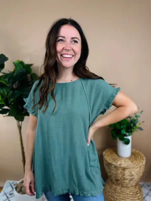 Lagoon Lenin Fringe Sleeve Top