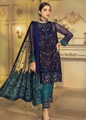 Latest Chiffon embroidered Pakistani eid outfit 2020 in blue color # P2480
