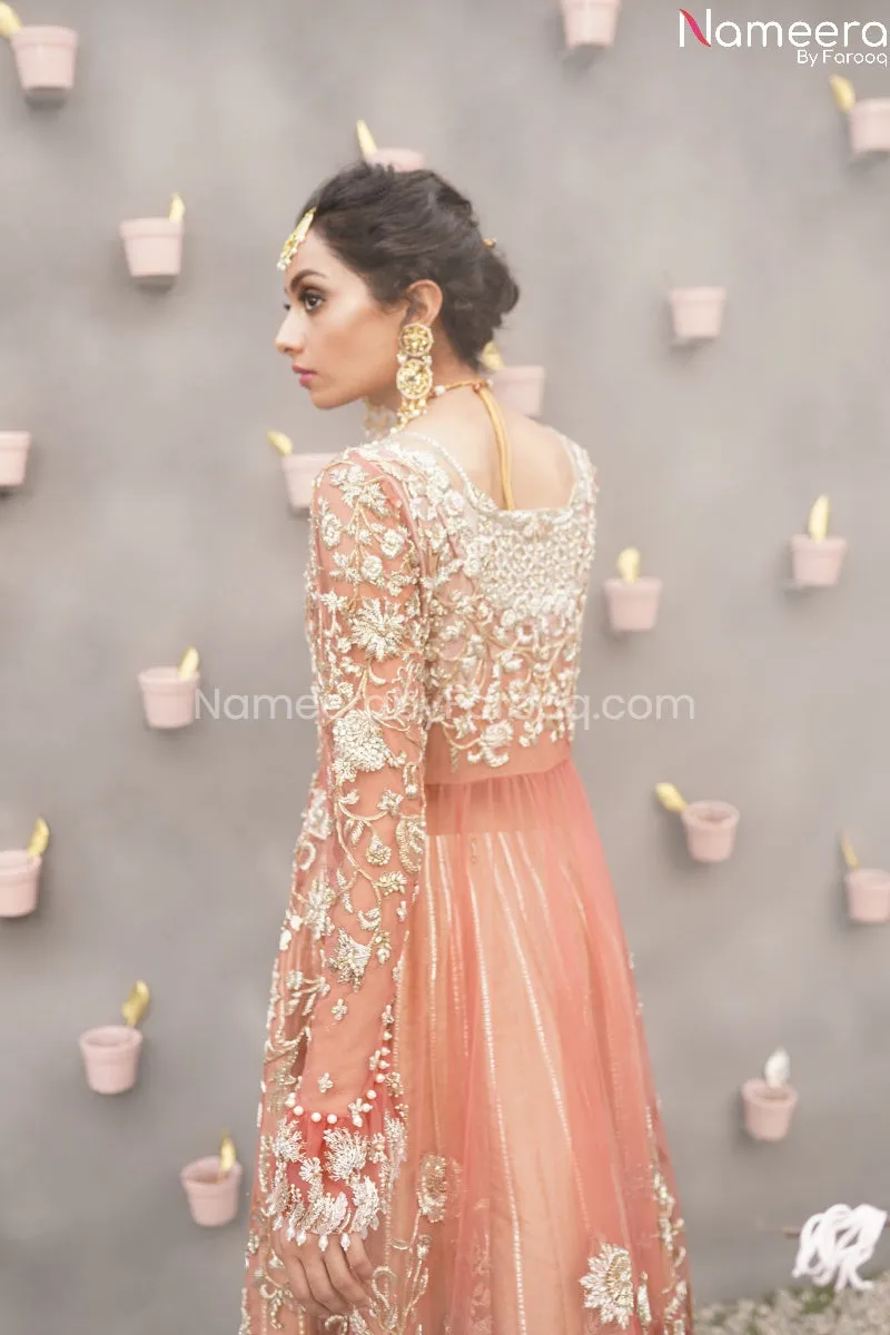 Latest Embroidered Wedding Dress in Coral Color #BB231