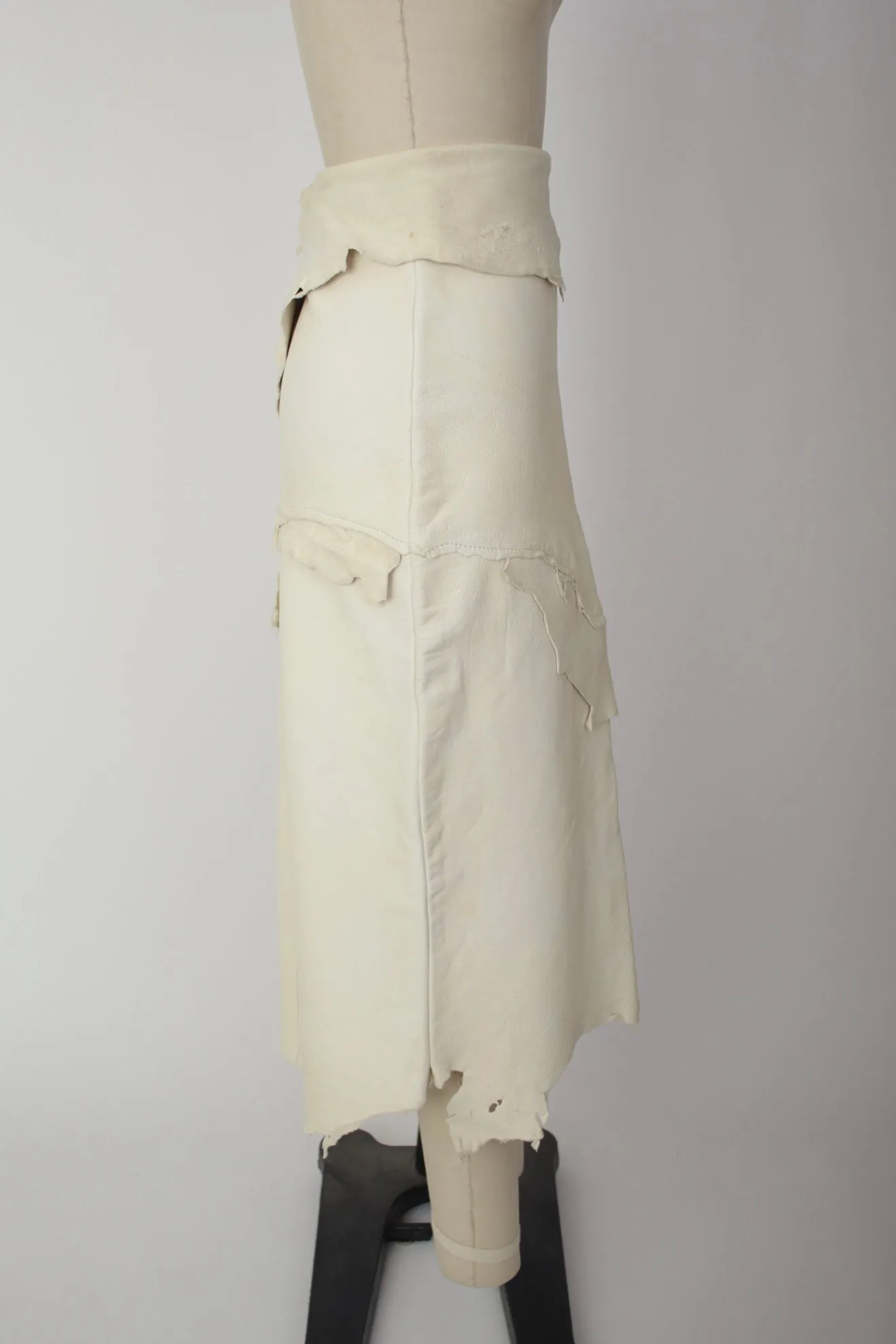 Leather Patchwork Midi Skirt