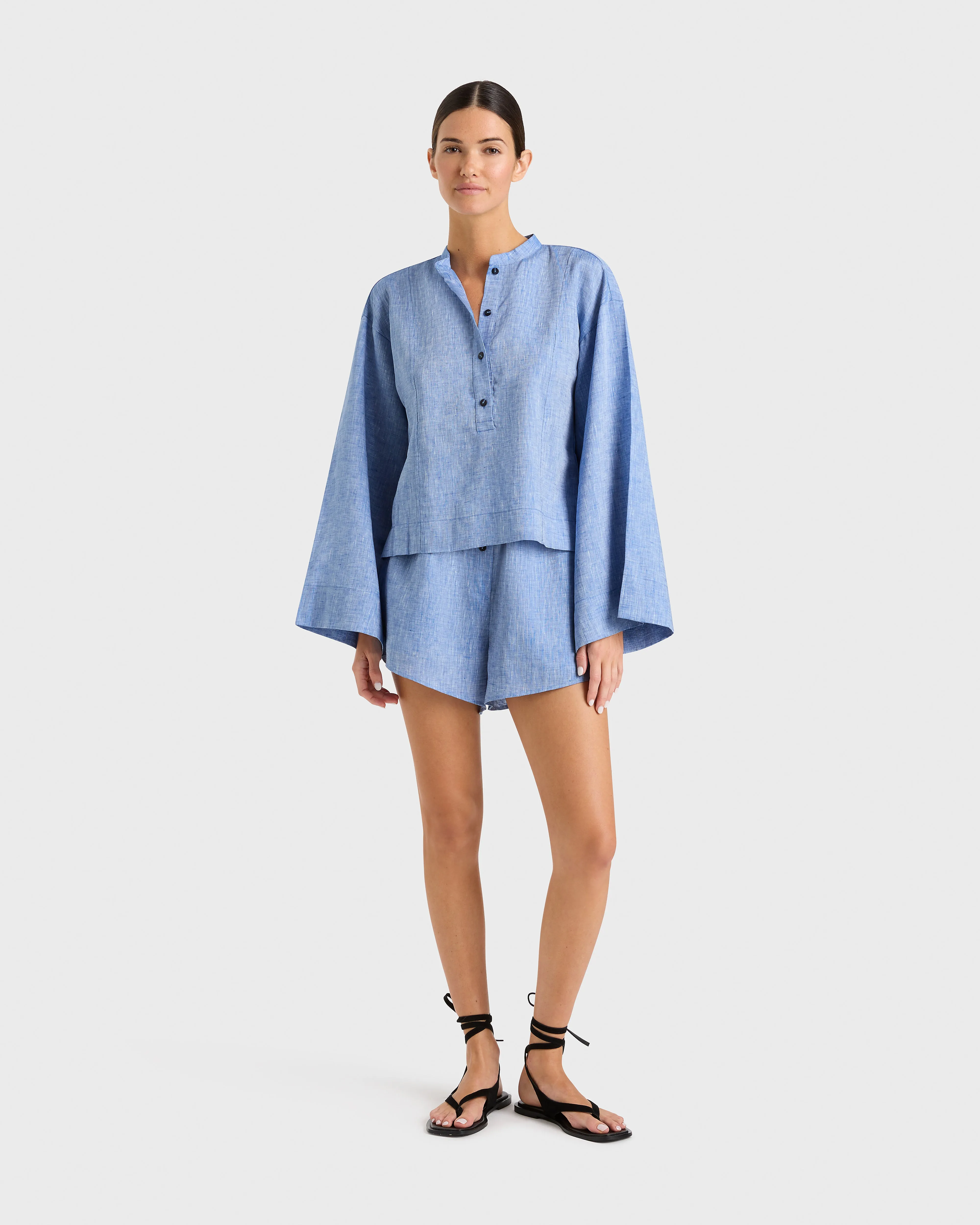 Leiden Relaxed Sleeve Top - Denim