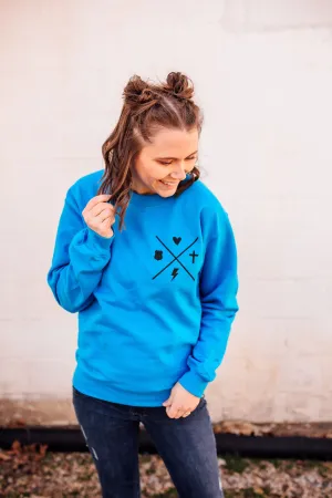 LEO Life Elements © Pocket Print Unisex Crewneck Sweatshirt (Sapphire)