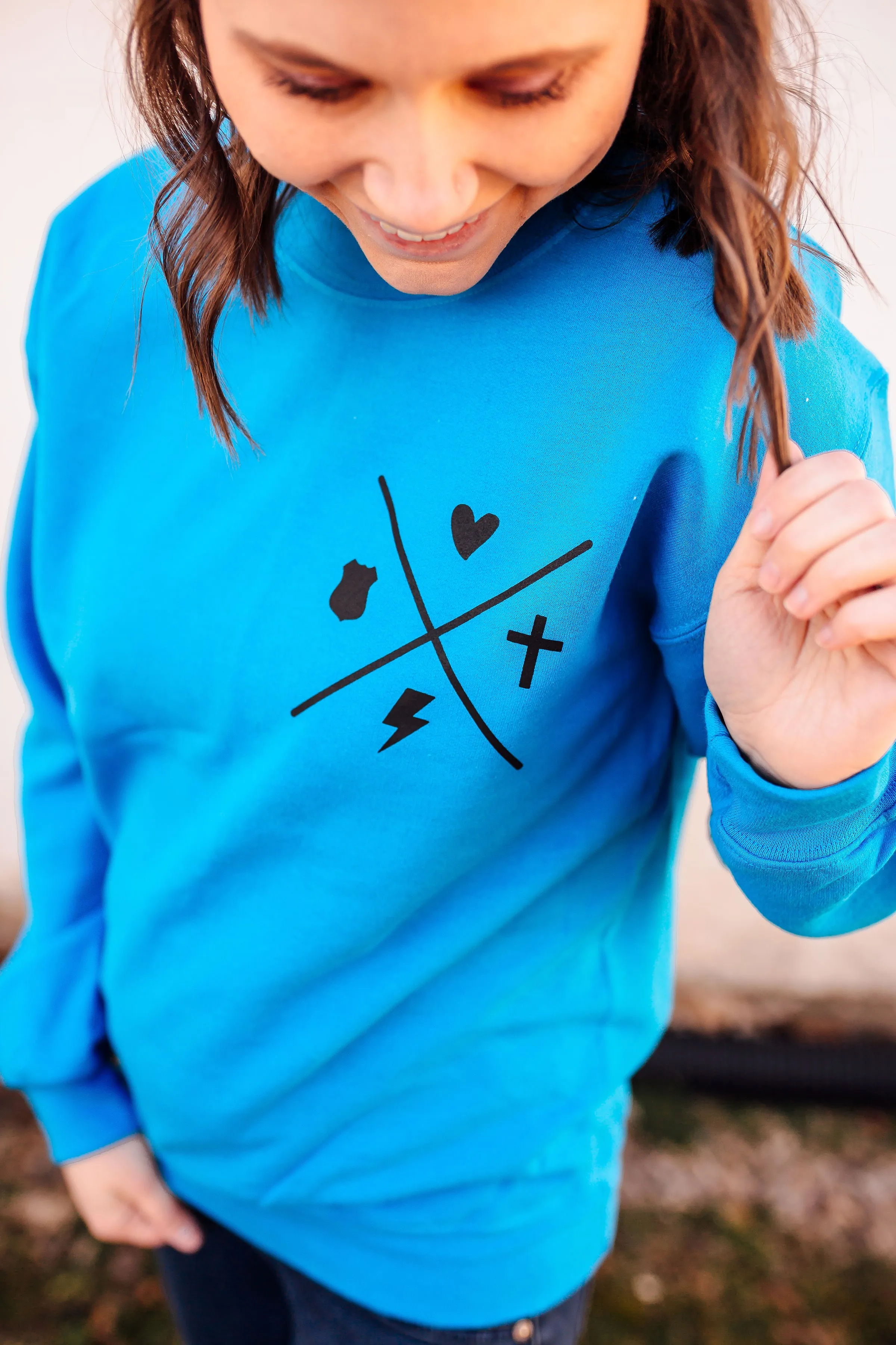 LEO Life Elements © Pocket Print Unisex Crewneck Sweatshirt (Sapphire)