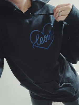 LEOW Heart Script © Unisex Crewneck Hoodie (Black)