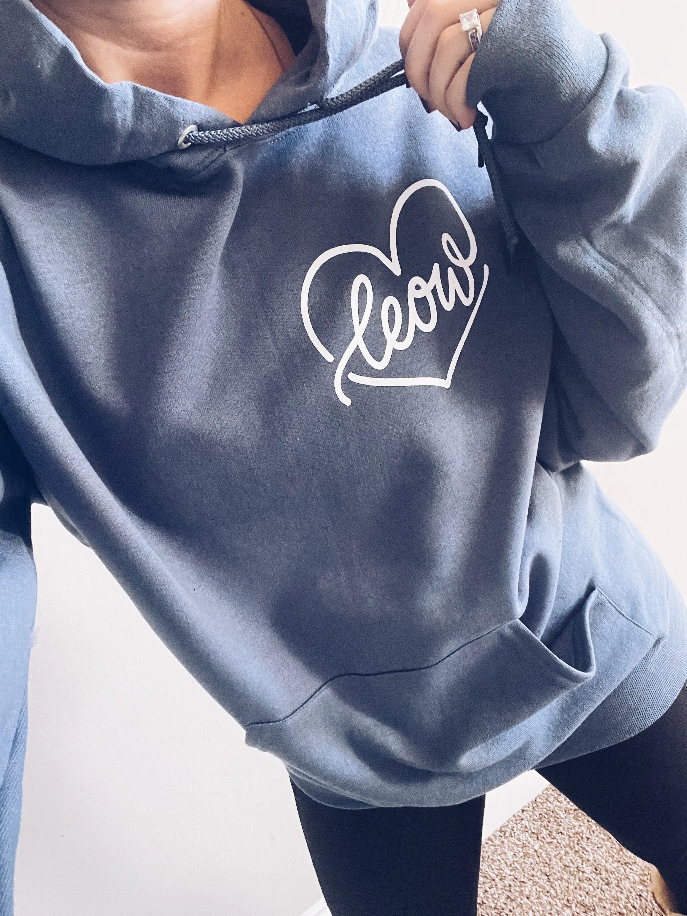 LEOW Heart Script © Unisex Crewneck Hoodie (Denim)