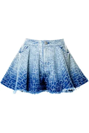 Lettering Puff Hem Hot Ombre Shorts