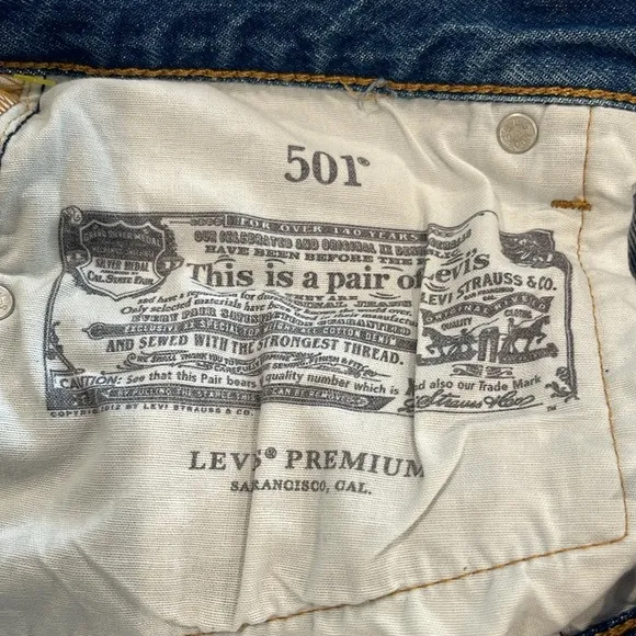 Levi's 501 Original Button fly Blue Denim Shorts. Size