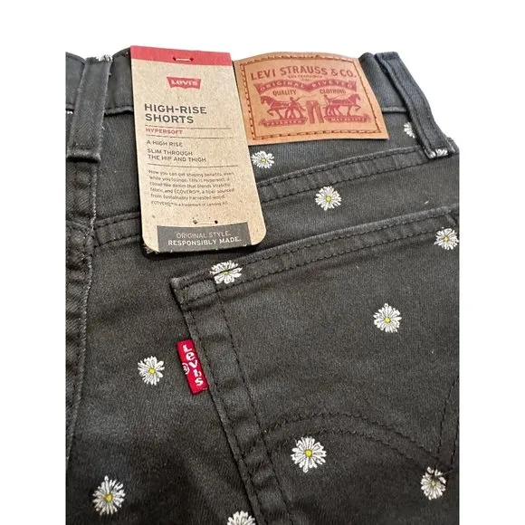 LEVIS Daisy Print High Rise Shorts Size 27 NEW