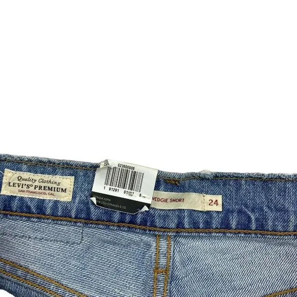 Levis Wedgie Denim Mom Jean Shorts Size 24 Women Button Fly Distressed 523600006