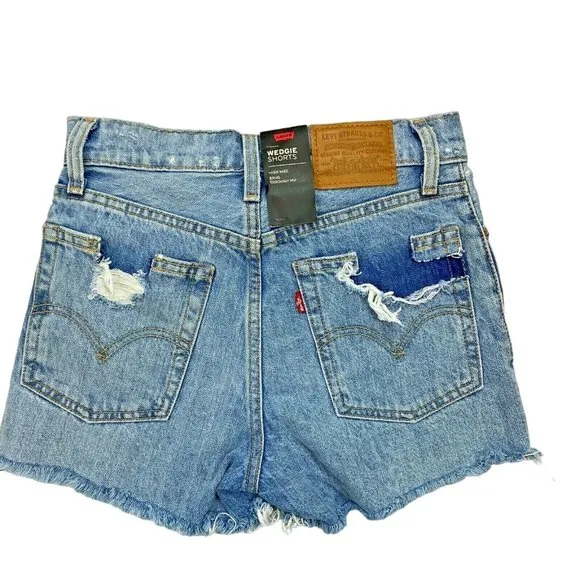 Levis Wedgie Denim Mom Jean Shorts Size 24 Women Button Fly Distressed 523600006