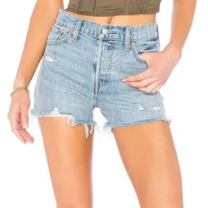 Levis Wedgie Denim Mom Jean Shorts Size 24 Women Button Fly Distressed 523600006