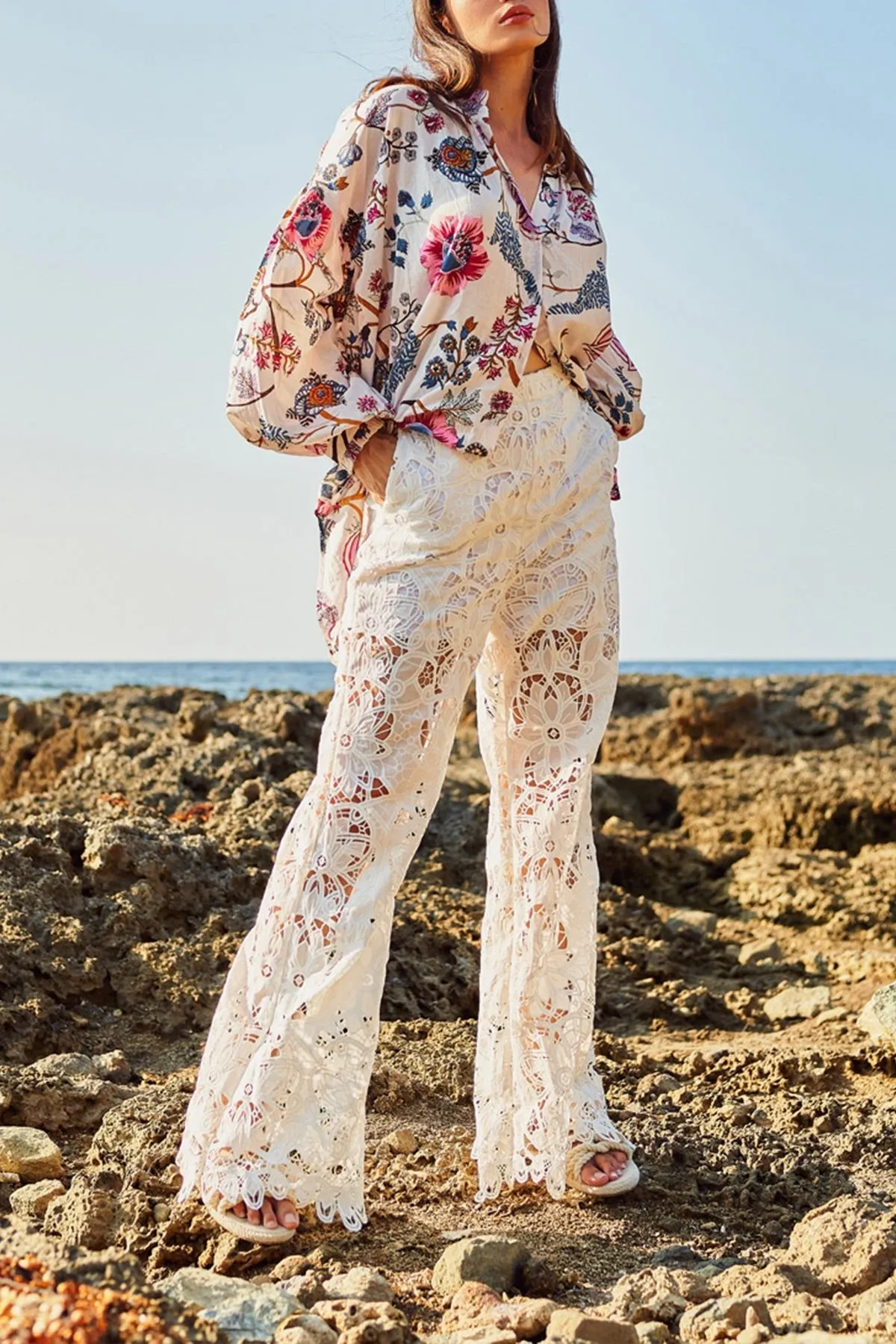 Liberty Floral Top in White Floral