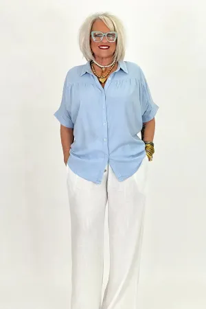 Light Blue Collared Button Down Top