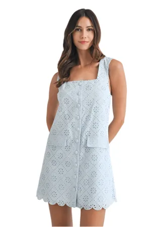 Light blue eyelet shift dress