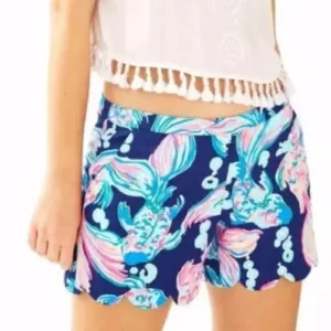 LILLY PULITZER Magnolia Shorts Scallop Hem Going Coastal FishBubbles Size 6