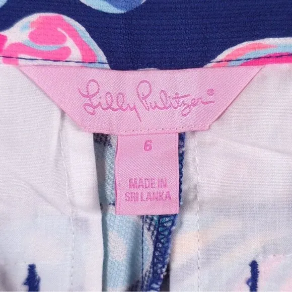 LILLY PULITZER Magnolia Shorts Scallop Hem Going Coastal FishBubbles Size 6