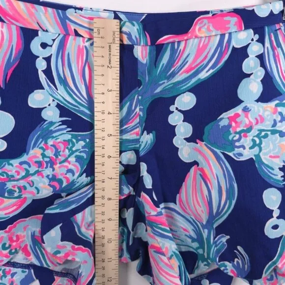 LILLY PULITZER Magnolia Shorts Scallop Hem Going Coastal FishBubbles Size 6