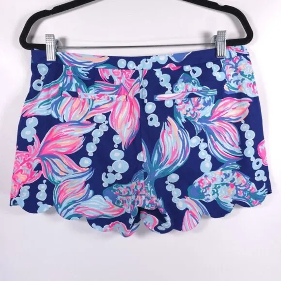 LILLY PULITZER Magnolia Shorts Scallop Hem Going Coastal FishBubbles Size 6