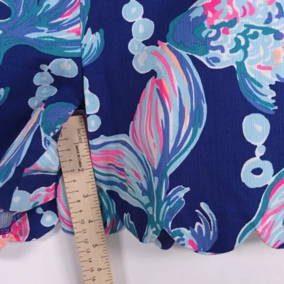 LILLY PULITZER Magnolia Shorts Scallop Hem Going Coastal FishBubbles Size 6