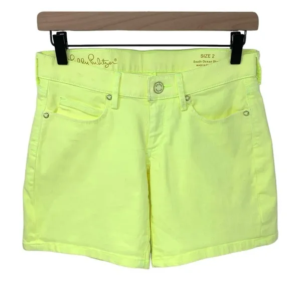 Lilly Pulitzer Yellow Lemon South Ocean Denim Shorts  Women’s size 2