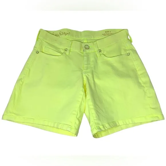 Lilly Pulitzer Yellow Lemon South Ocean Denim Shorts  Women’s size 2
