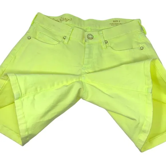 Lilly Pulitzer Yellow Lemon South Ocean Denim Shorts  Women’s size 2