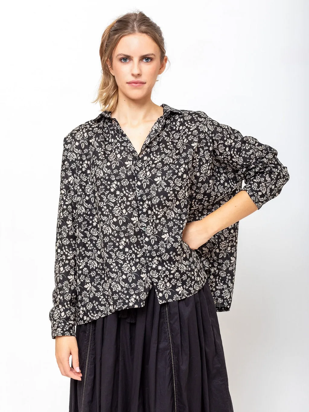 Linen Flower Print Shirt