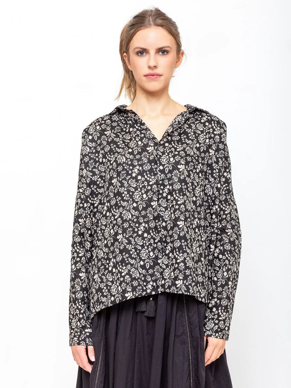 Linen Flower Print Shirt