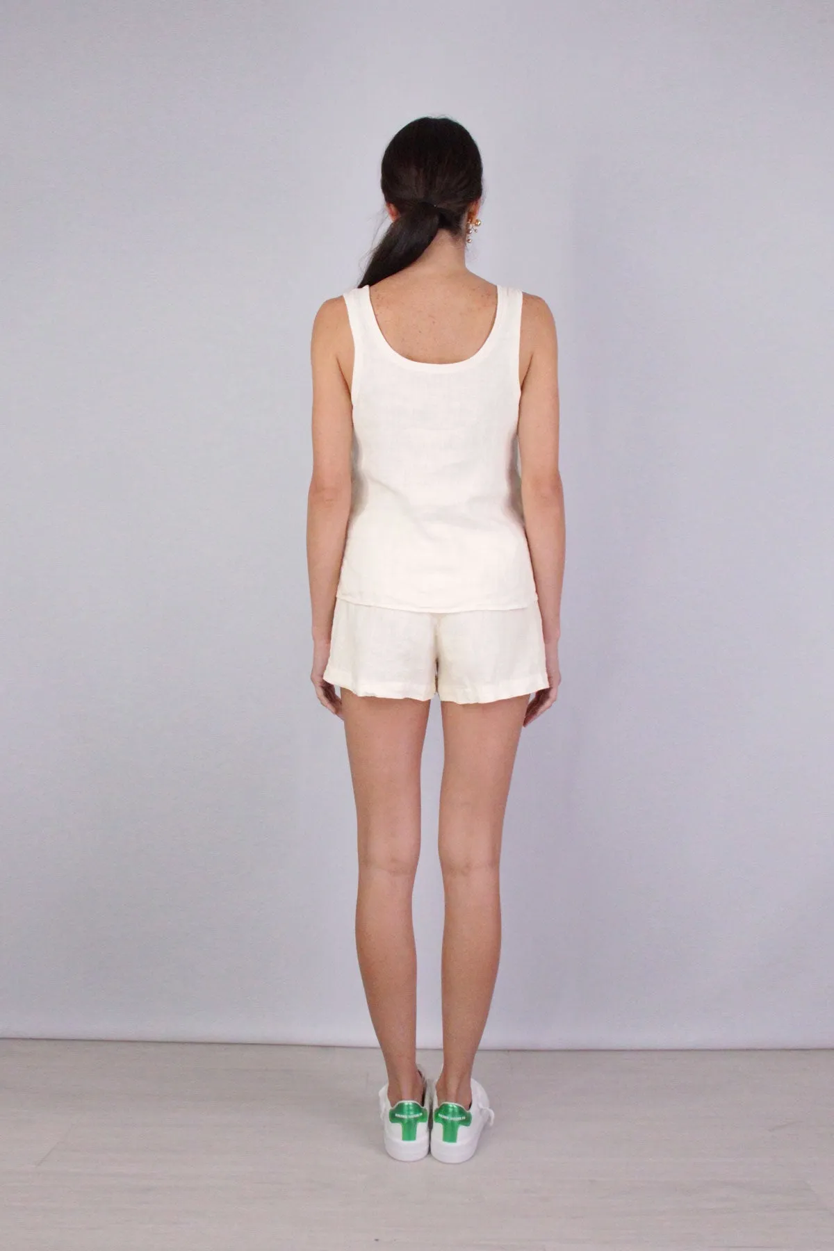 Linen Scoop Tank in Natural