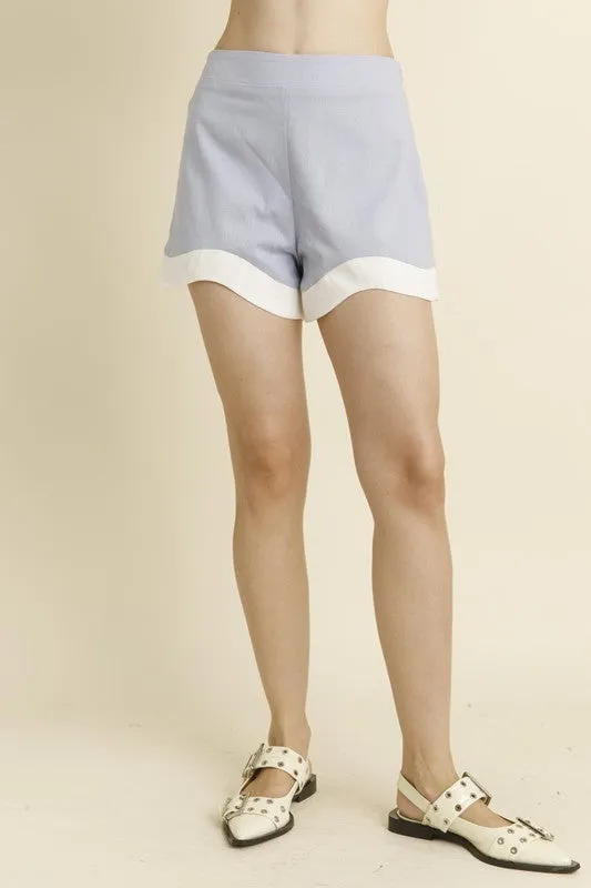 Linen Wave Hem Shorts