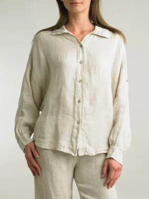 Long Sleeve Linen Button-down Shirt - Sand