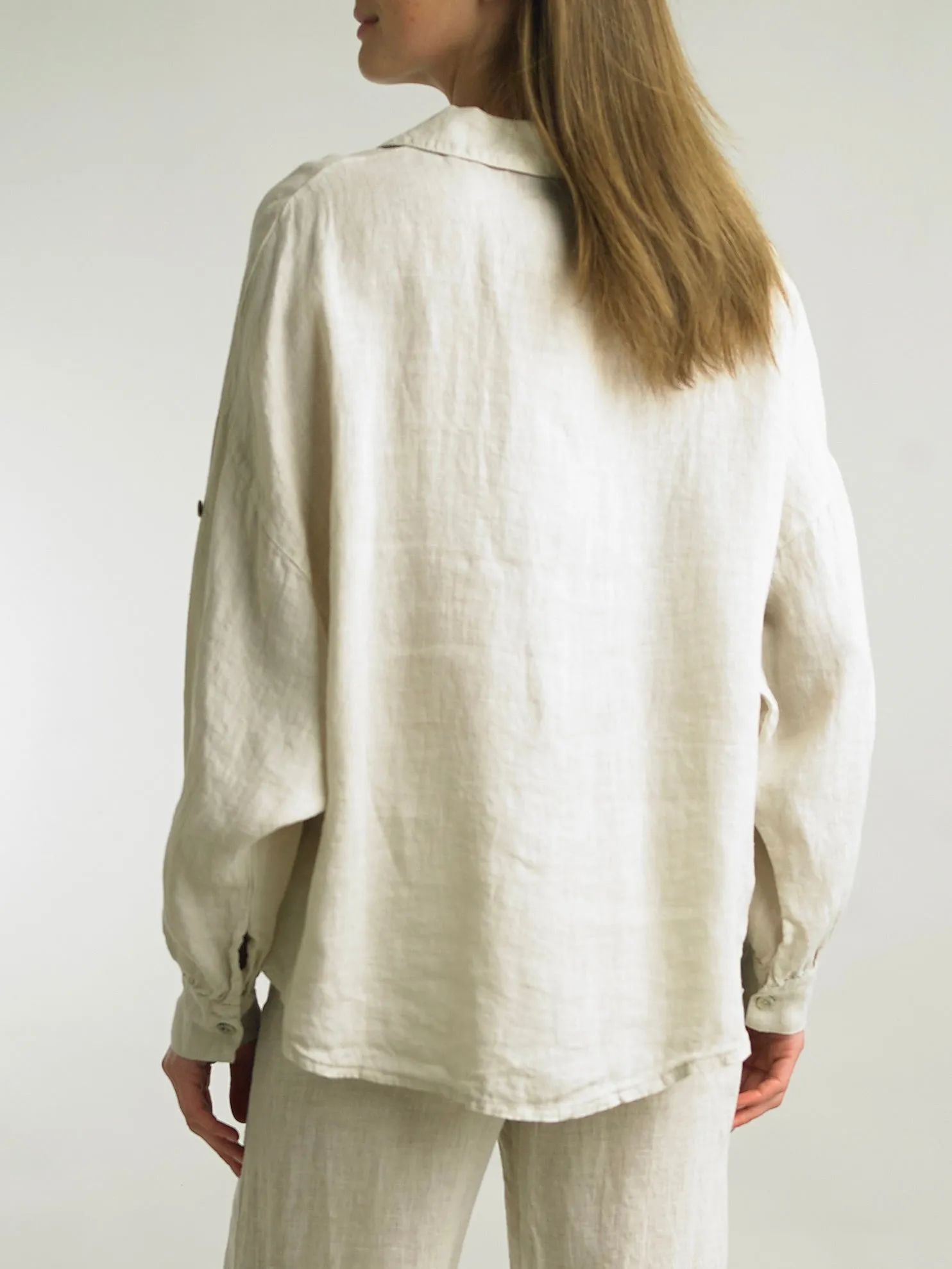Long Sleeve Linen Button-down Shirt - Sand