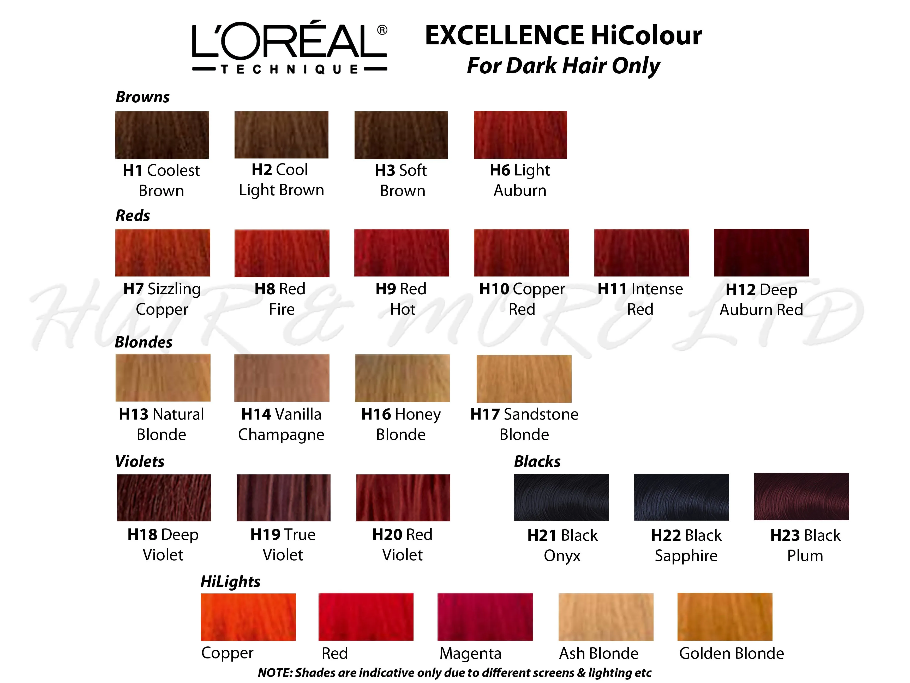 Loreal Excellence HiColor Permanent Creme Colour 49g (For Dark Hair Only)