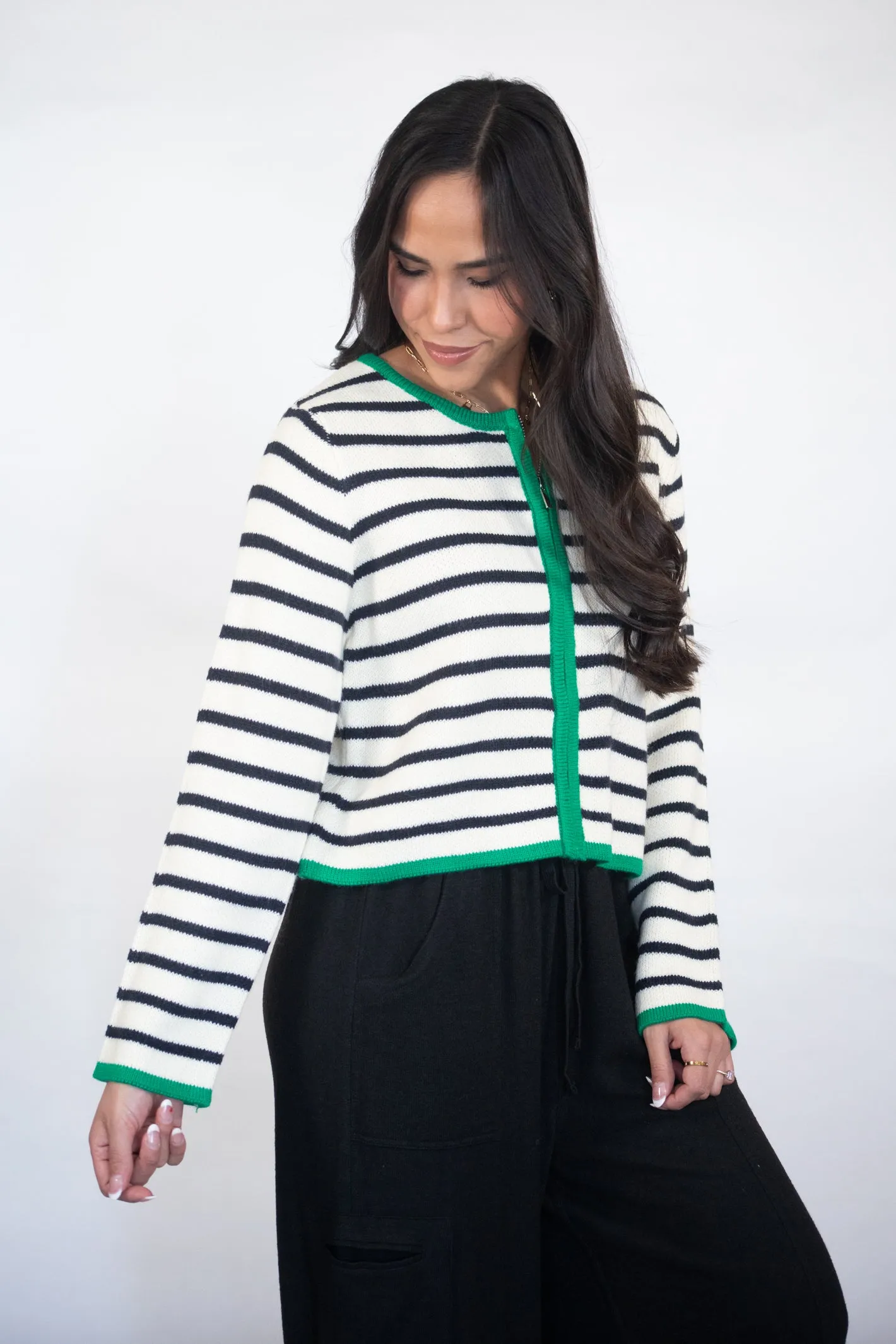 LUCKY STRIPES ZIP CARDIGAN