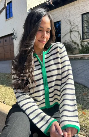 LUCKY STRIPES ZIP CARDIGAN