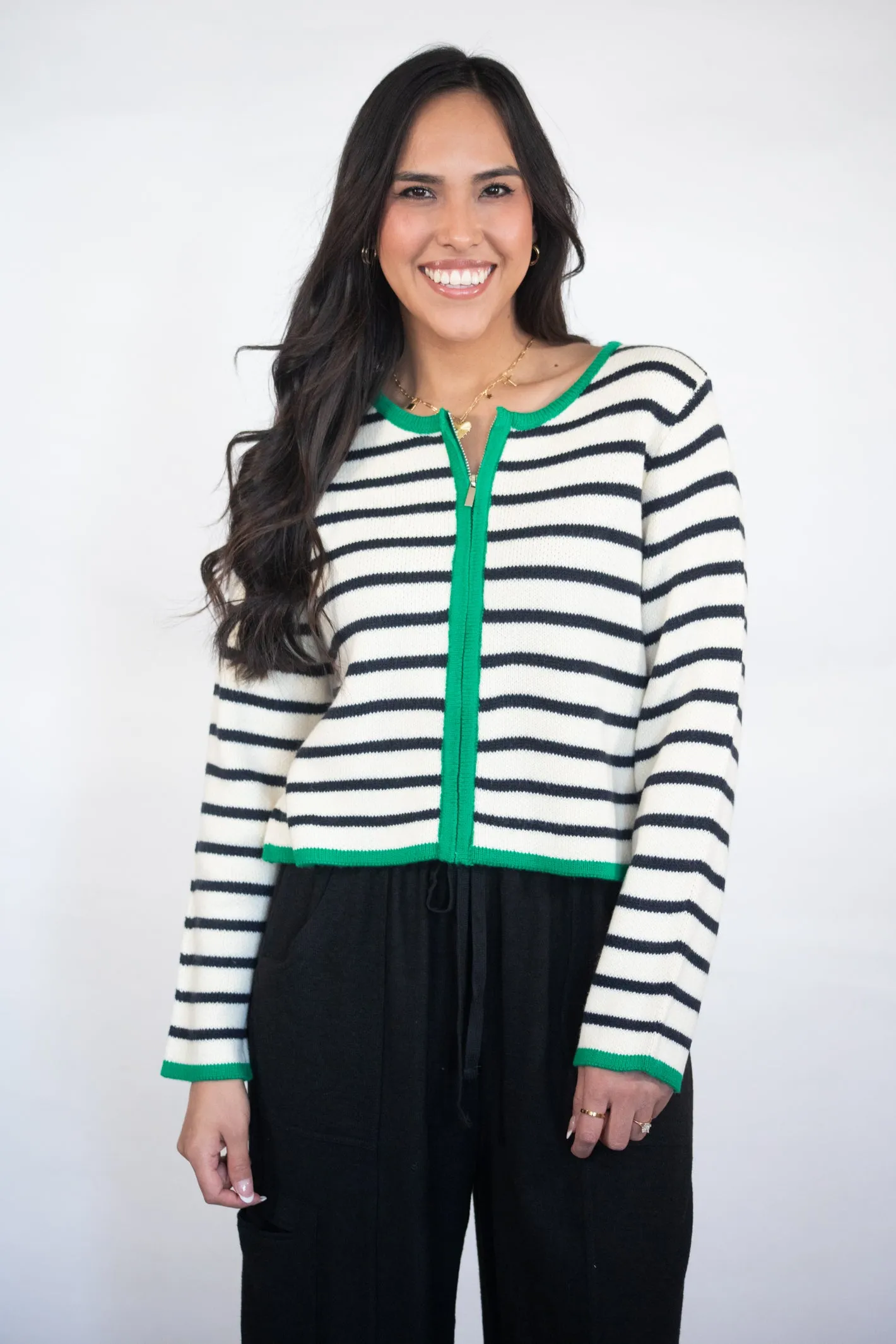 LUCKY STRIPES ZIP CARDIGAN