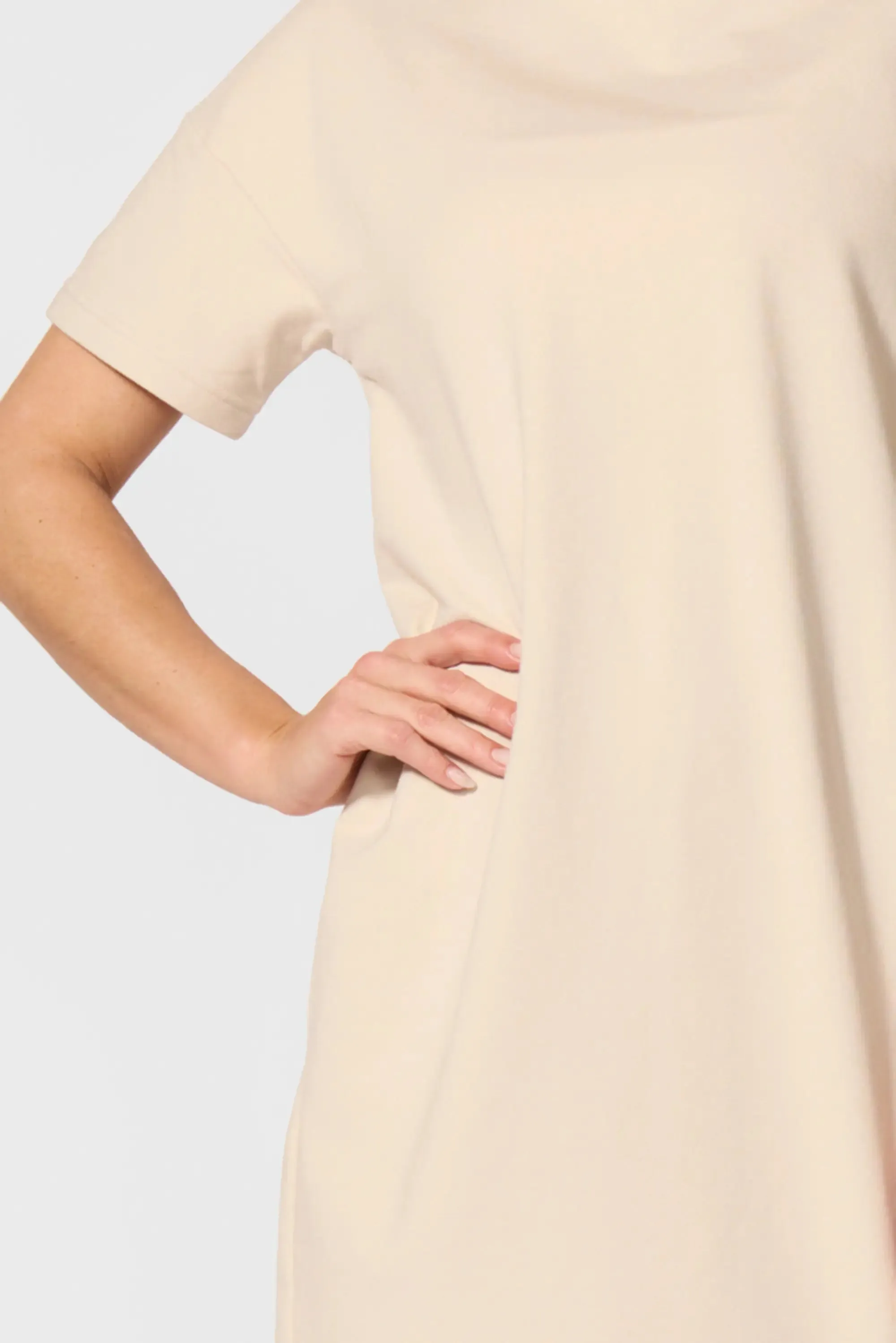 Luxe Terry T-Shirt Dress - Stone