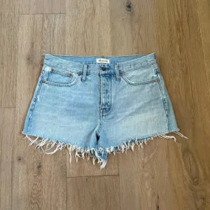 Madewell Relaxed Denim Shorts Raw Hem High Light Wash Waisted Size 29