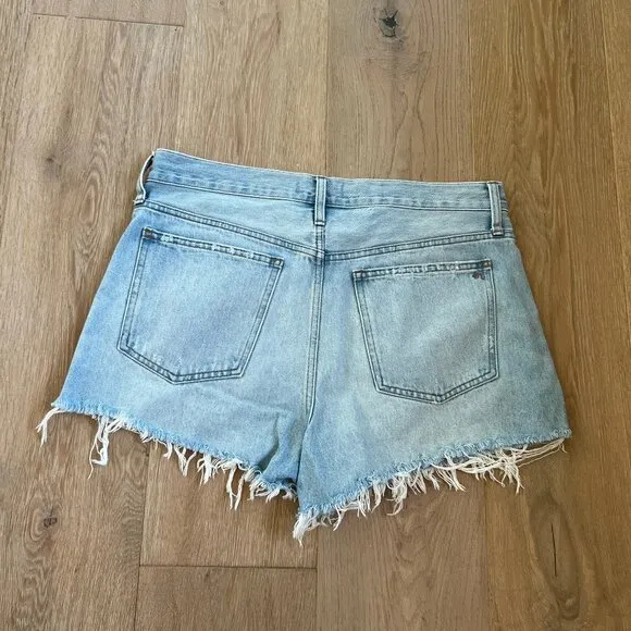 Madewell Relaxed Denim Shorts Raw Hem High Light Wash Waisted Size 29