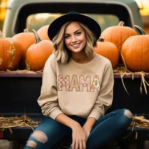 MAMA Boho Floral © Pocket Print Unisex Crewneck Sweatshirt