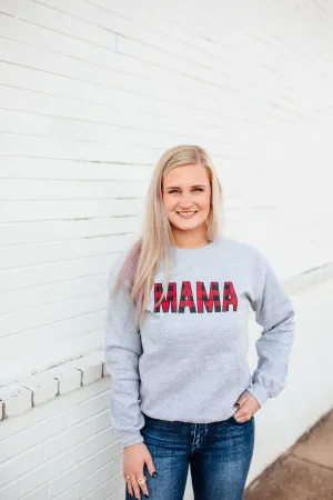 MAMA Buffalo Plaid © Unisex Crewneck Sweatshirt (Grey  Red/Black)