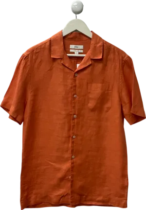 M&S Orange Pure Linen Print Shirt UK S