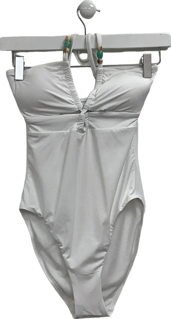 M&S White Bandeau Bikini With Beads UK 8