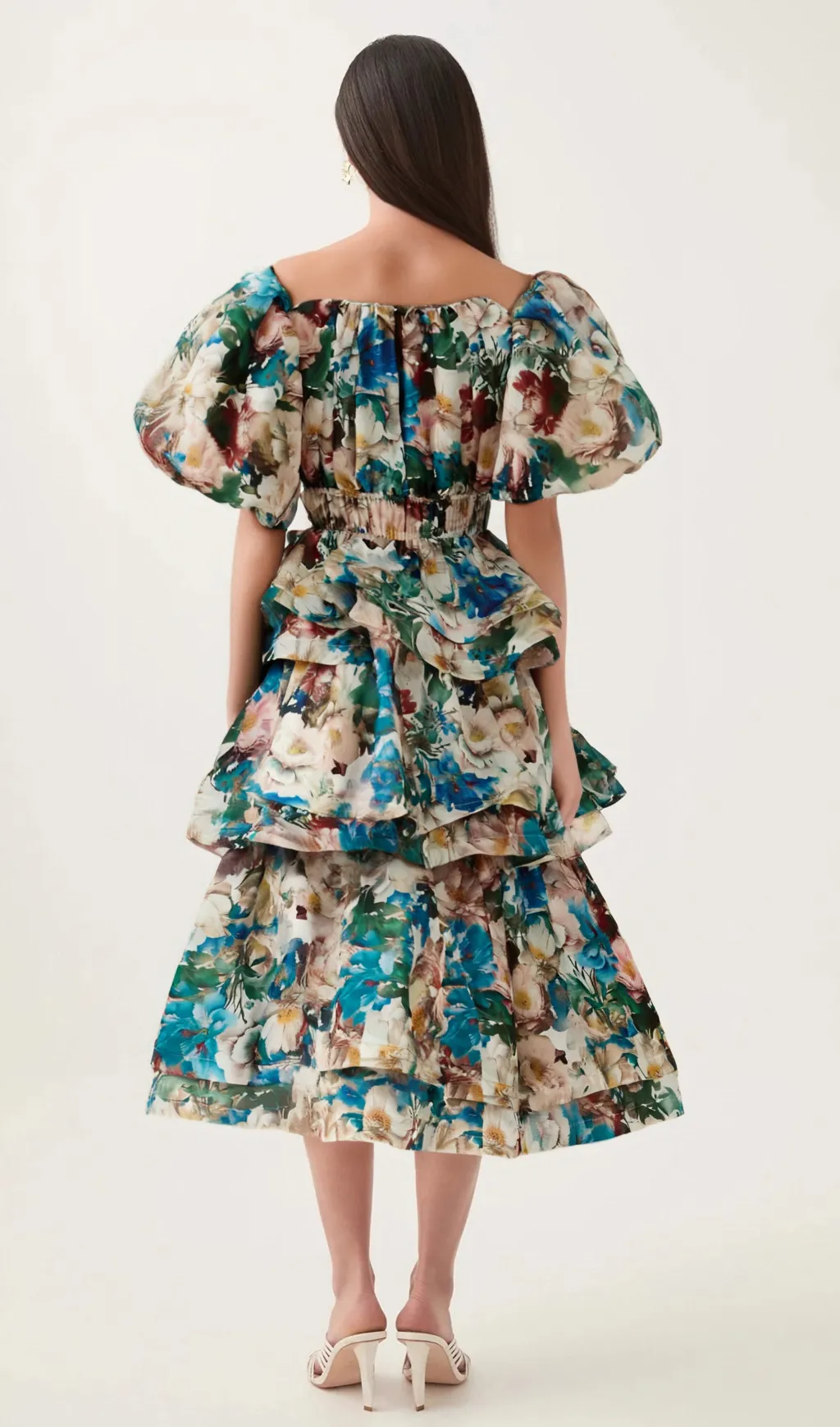 Marianne floral-print tiered midi dress