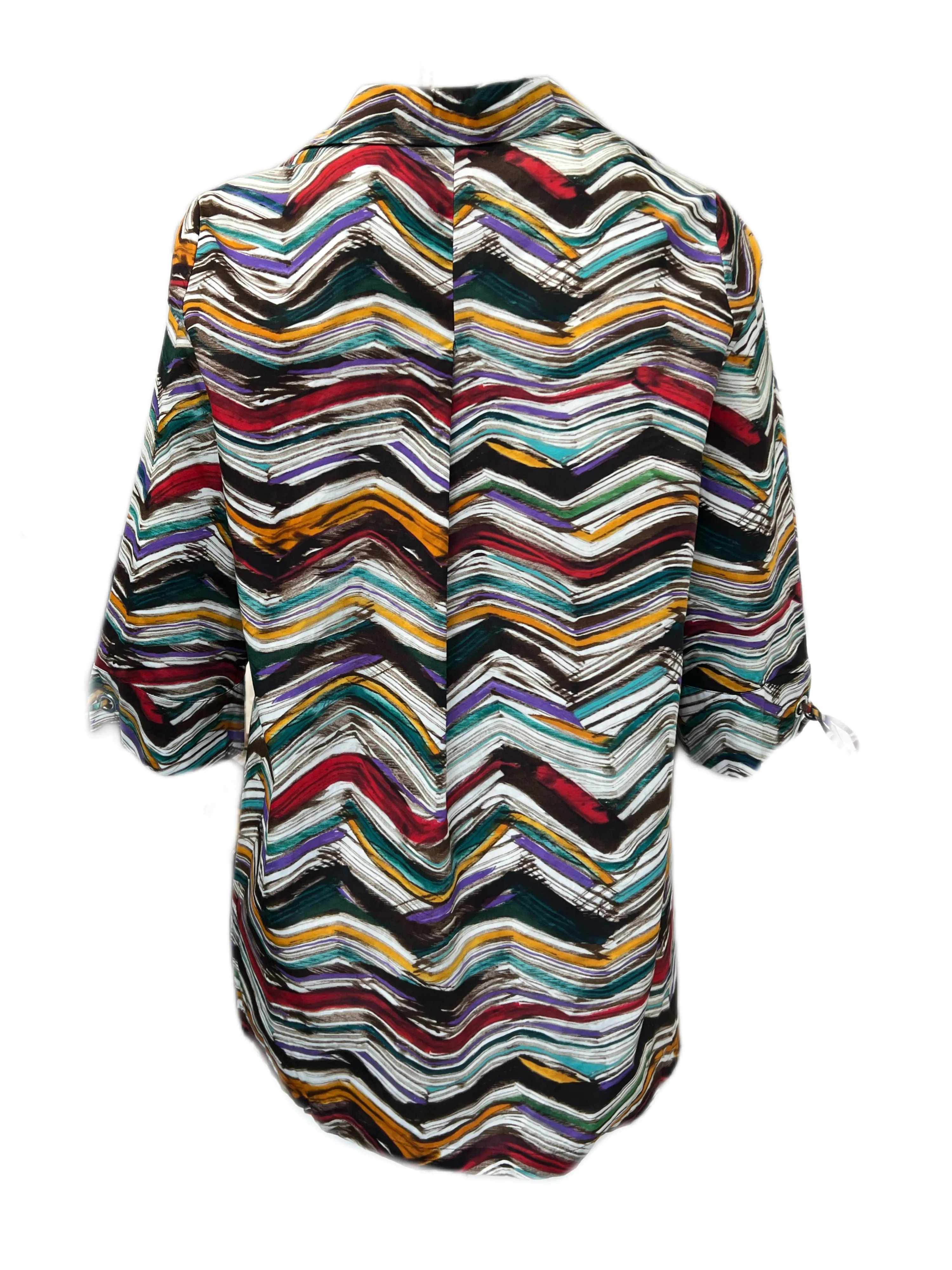 Marina Rinaldi Women's Multicolored Fiordo Long Sleeve Cotton Top