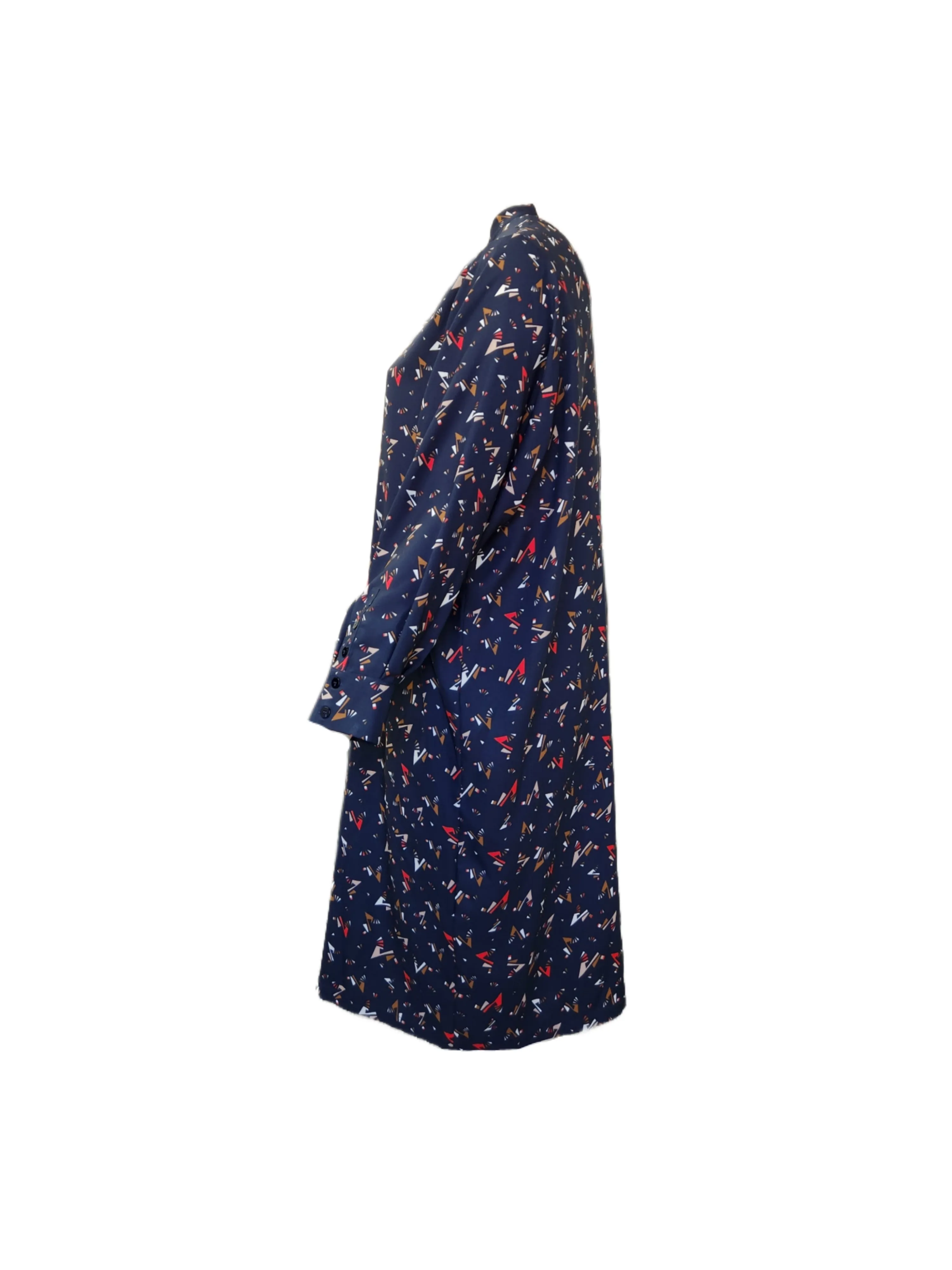 Marina Rinaldi Women's Navy Dimora Button Closure Shift Dress NWT