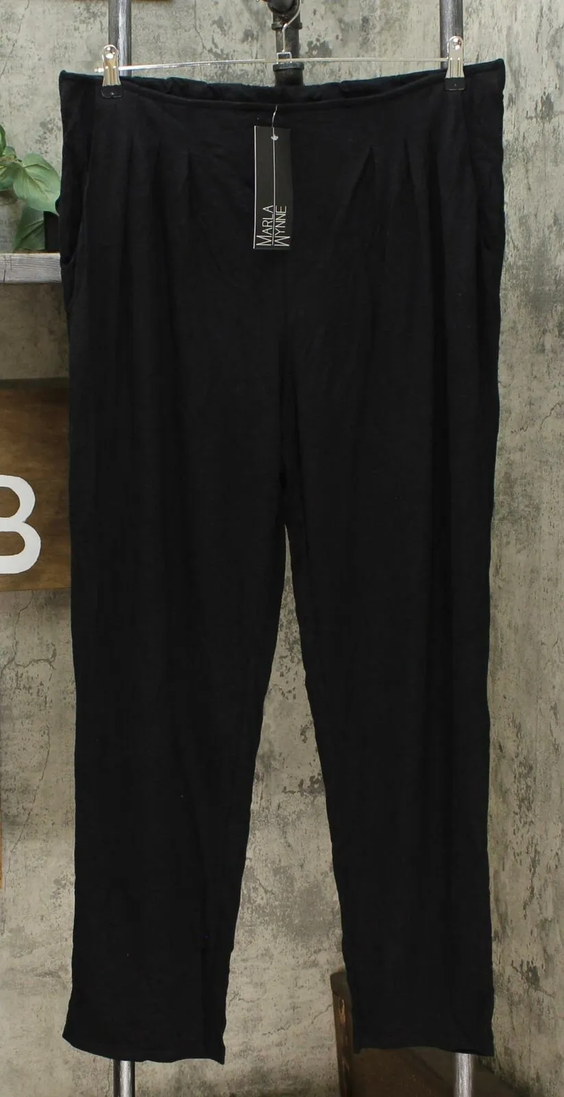 MarlaWynne Women's Pull On Linen Jersey Slouch Ankle Pants