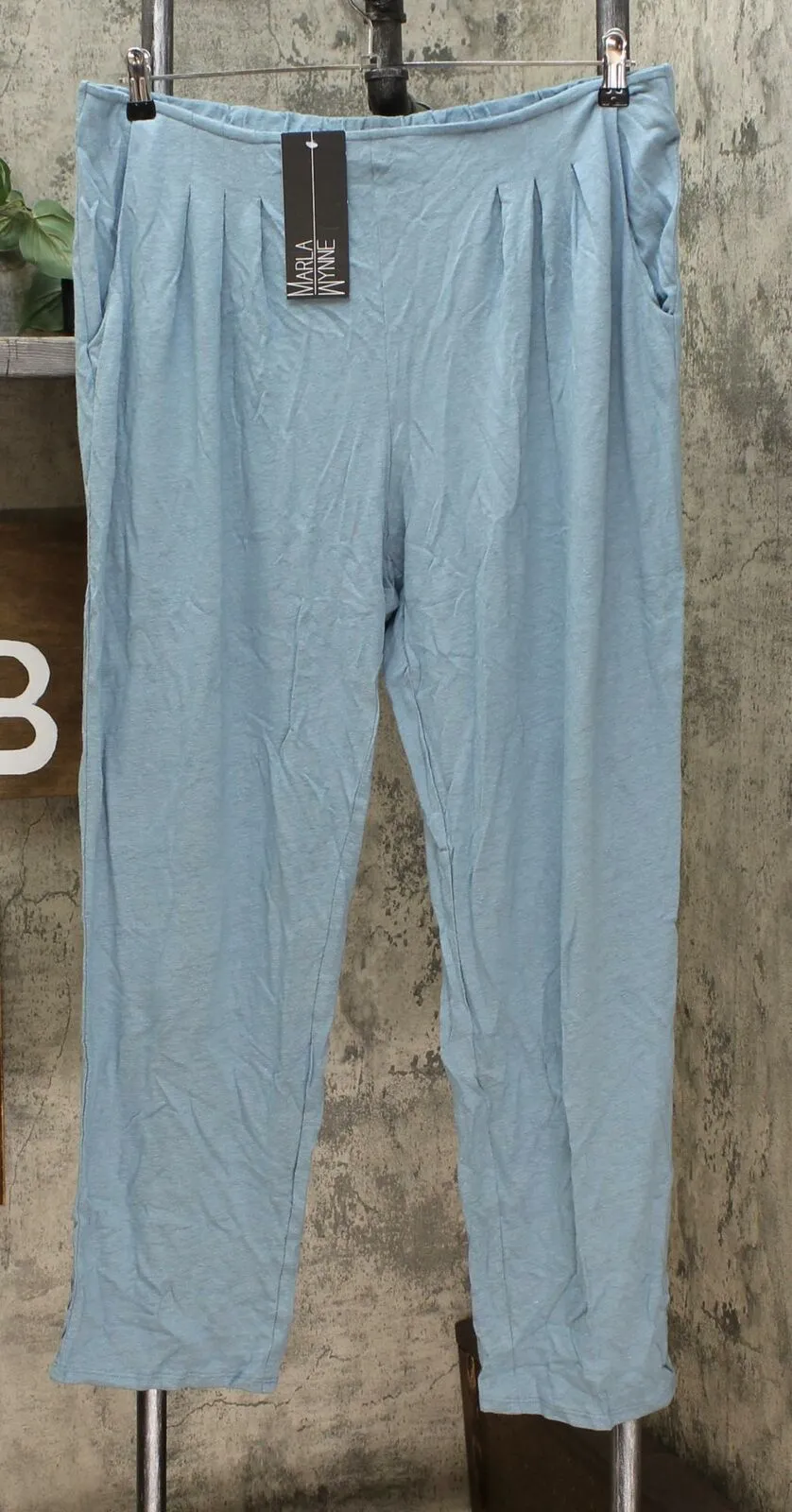 MarlaWynne Women's Pull On Linen Jersey Slouch Ankle Pants
